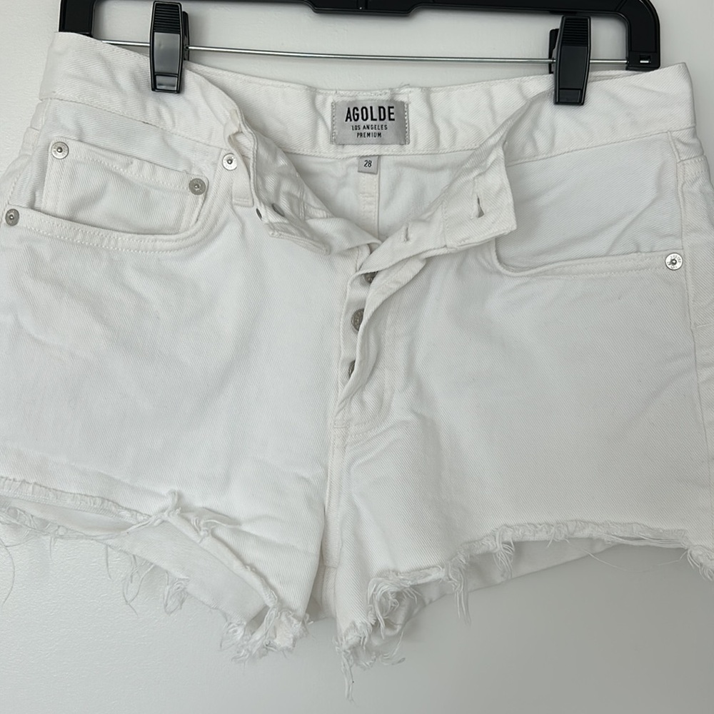 White Agolde jean short
